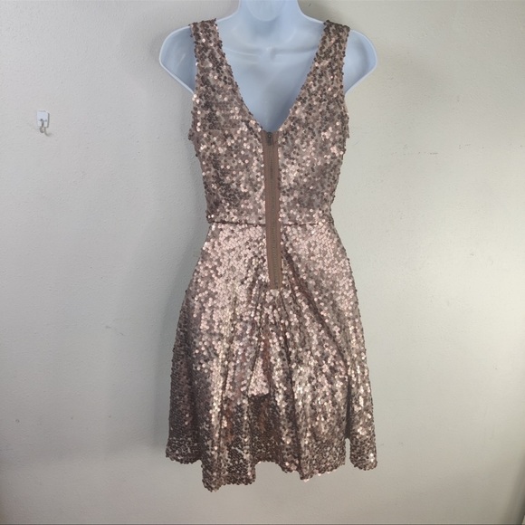 Love & Fire Glittering Sequin Skater Elegant Rose Dress - Picture 6 of 10